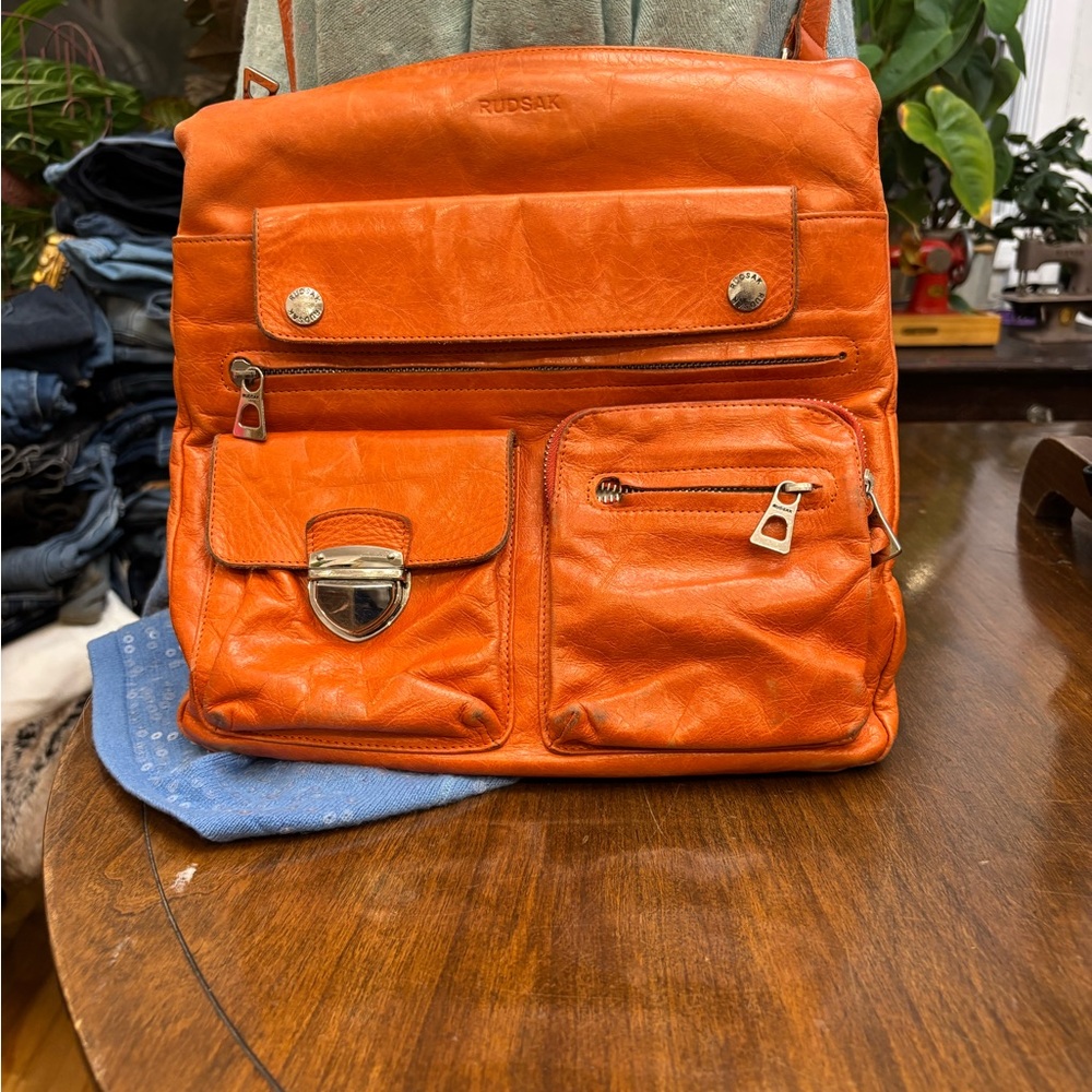 RUDSAK Orange Leather Backpack